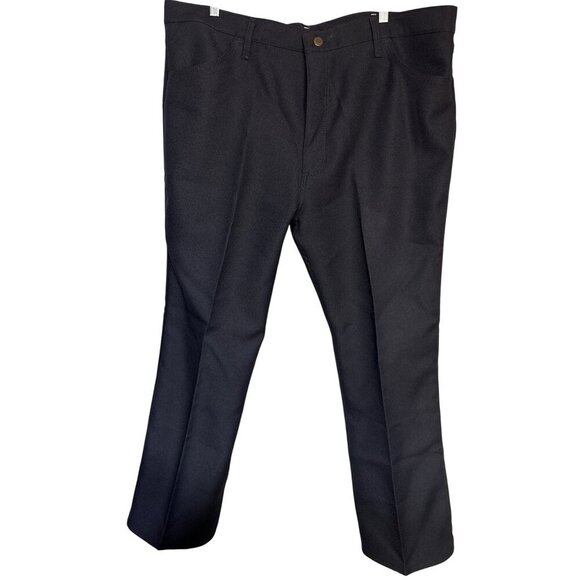 Wrangler Mens Straight Fit Black Cowboy Retro Polyester Pants With Button Closur - Picture 1 of 6